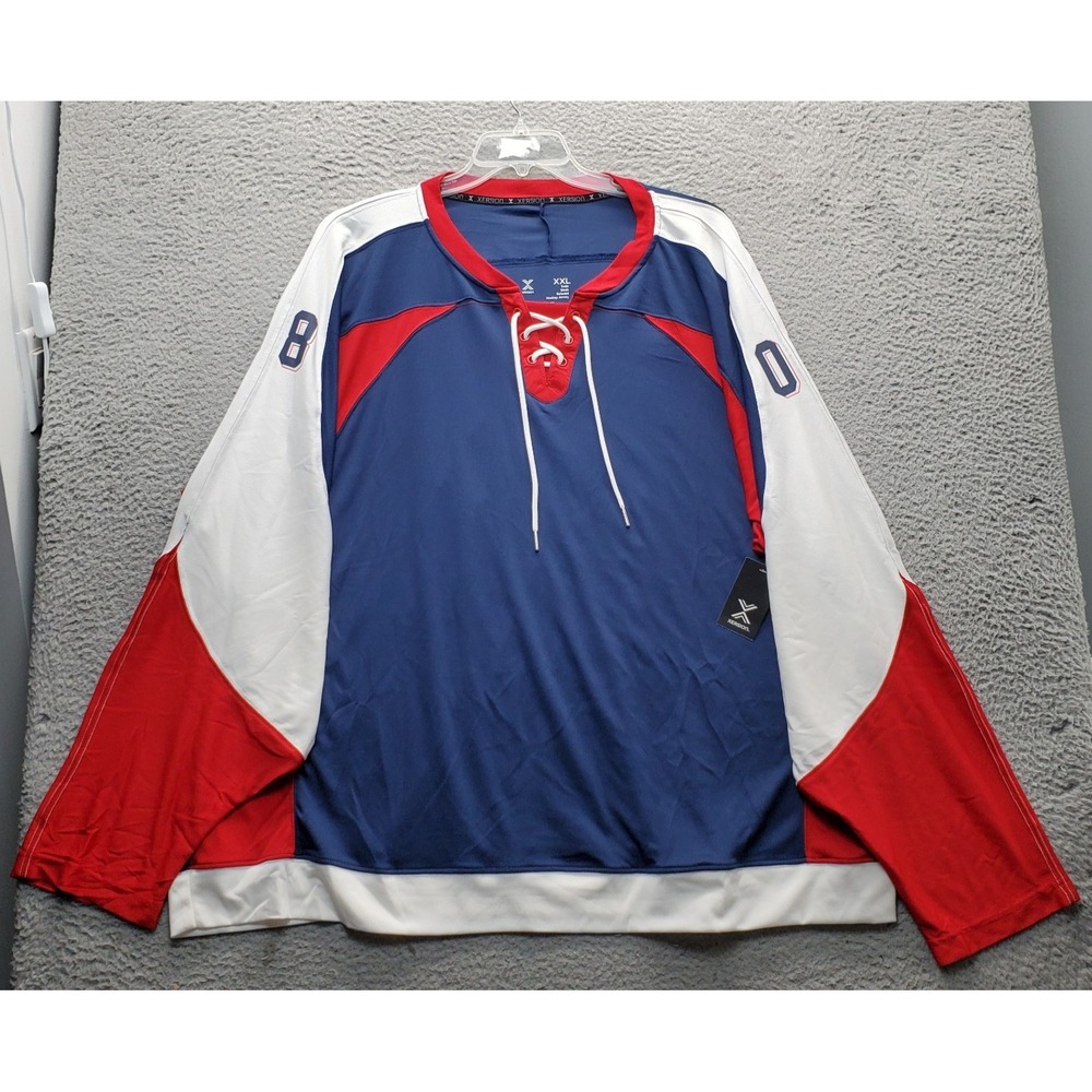 Xersion Hockey Jersey Mens XXL Multi Train Mesh Relaxed Split Tie Neck Quick Dry